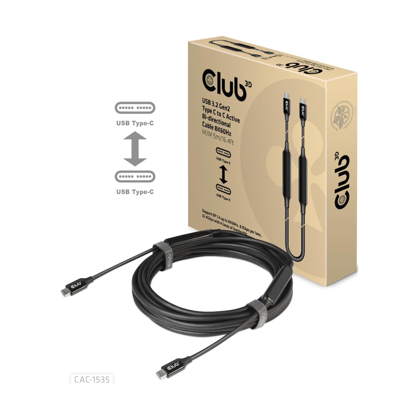 Club3D CABLE USB-C TO USB-C 5M/M/M CAC-1535 CLUB3D