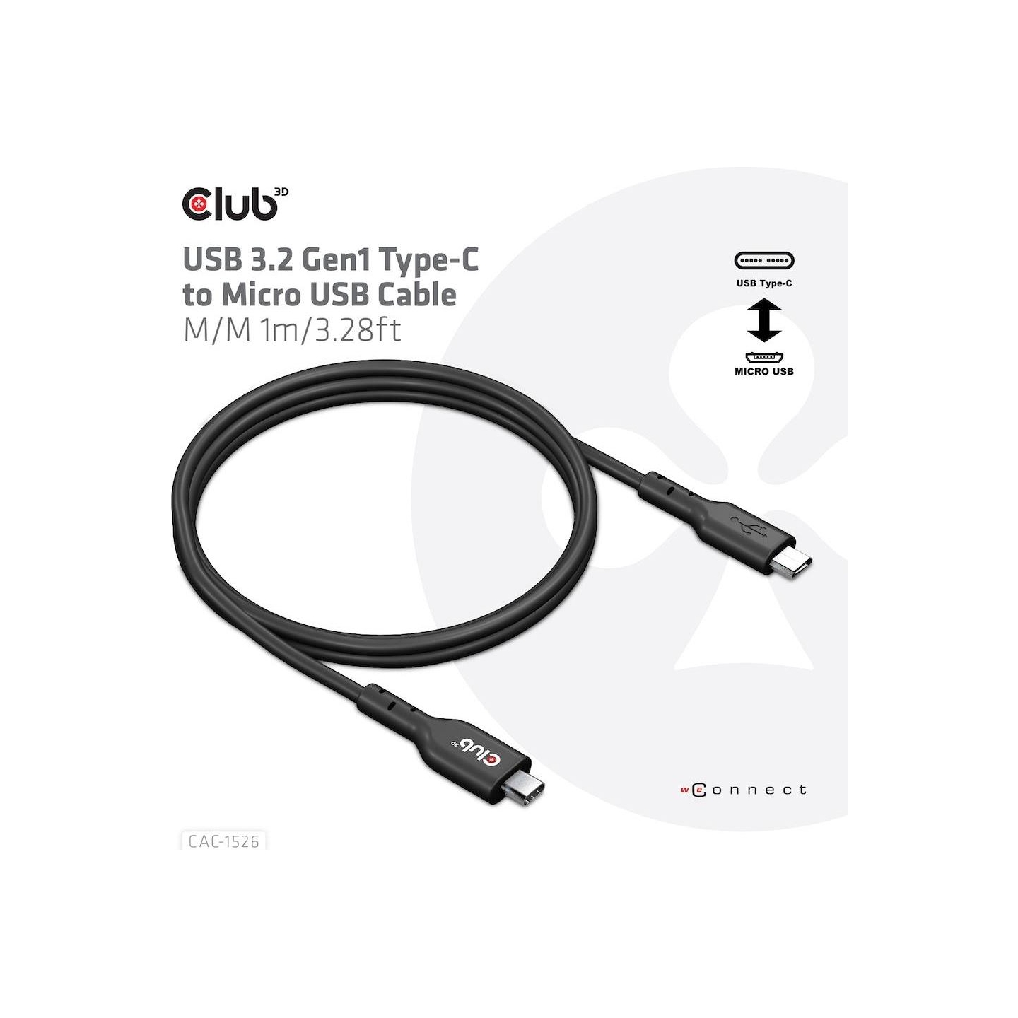 Club3D CABLE USB TO MICRO USB 1M/M/M CAC-1526 CLUB3D