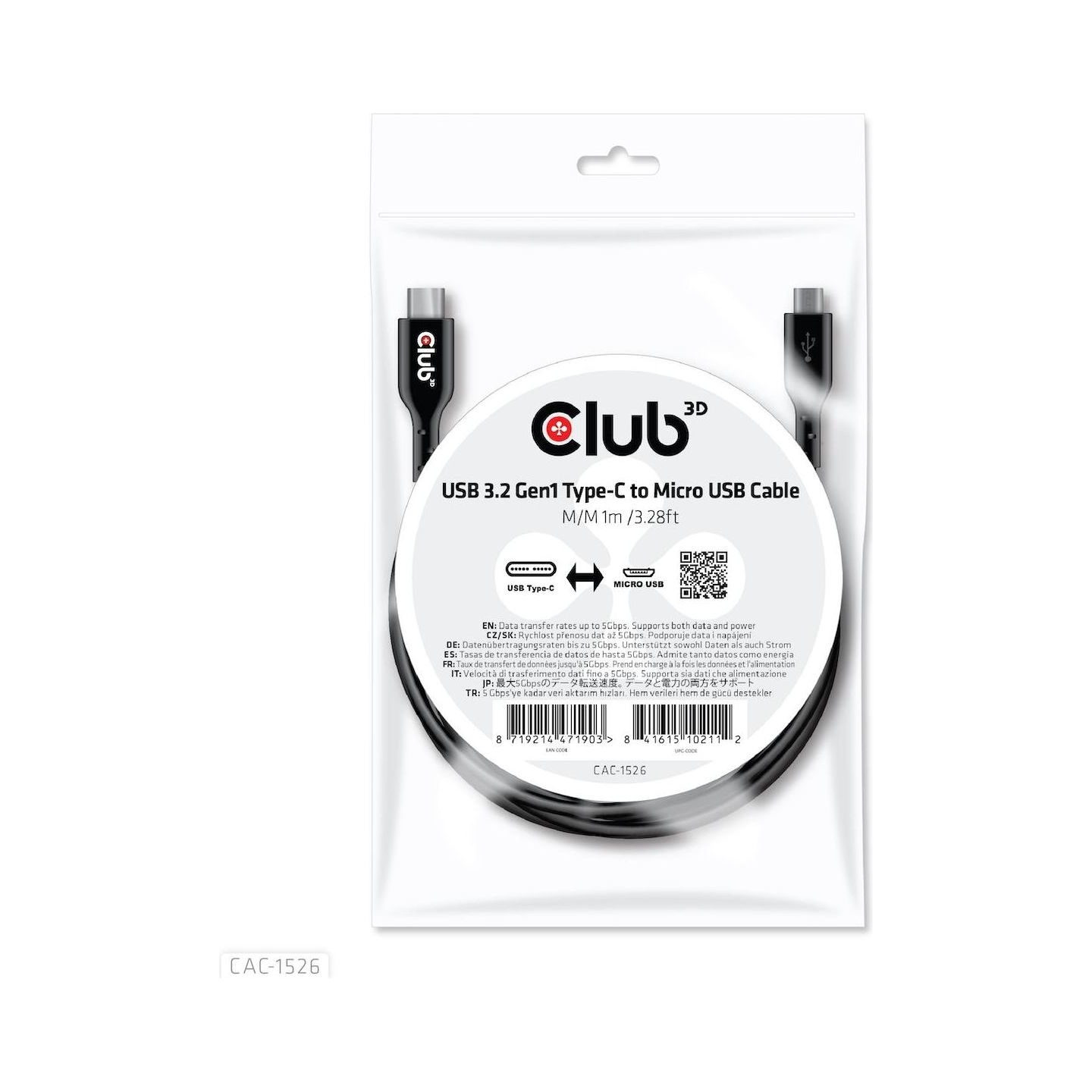 Club3D CABLE USB TO MICRO USB 1M/M/M CAC-1526 CLUB3D