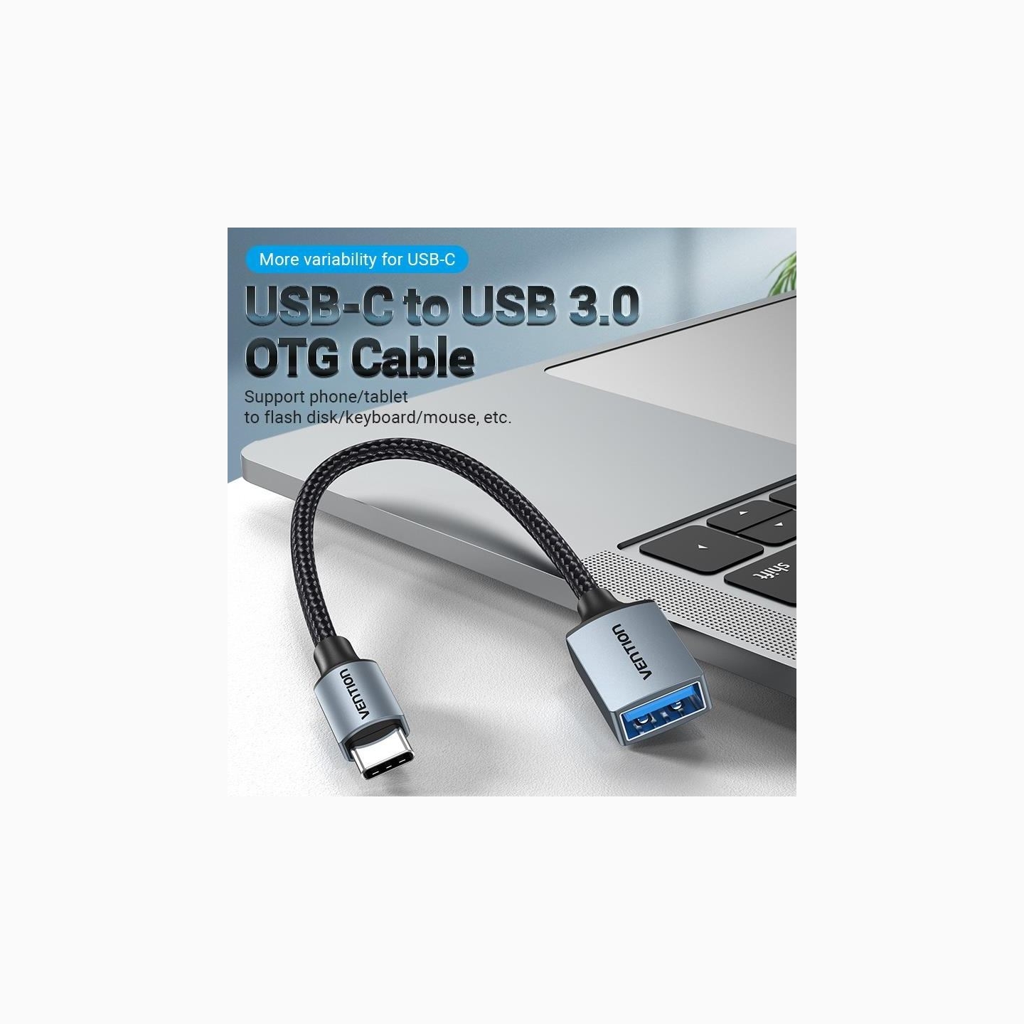 Vention CABLE USB3.0C MALE TO A FEMALE/0.15M GRAY CCXHB VENTION