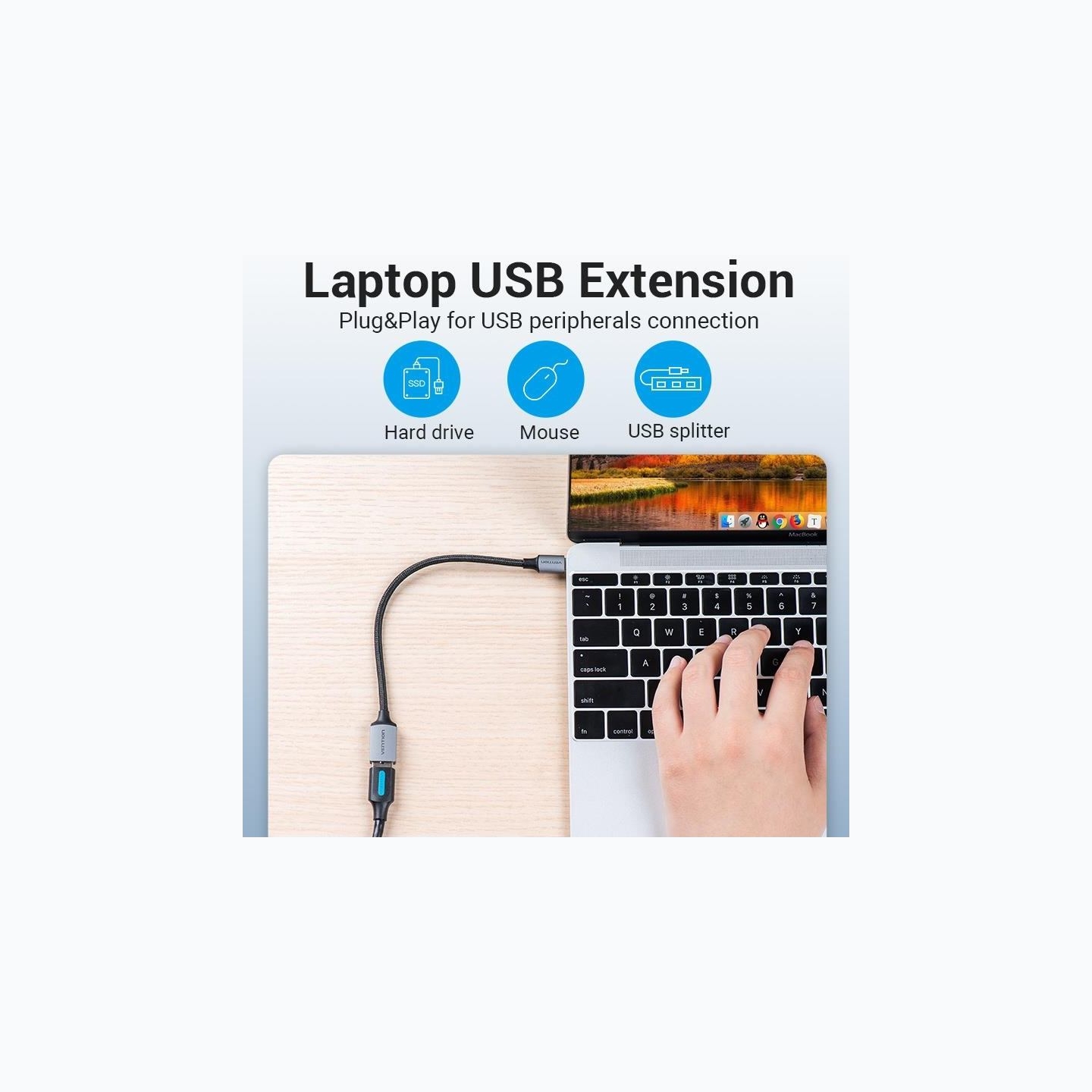 Vention CABLE USB3.0C MALE TO A FEMALE/0.15M GRAY CCXHB VENTION