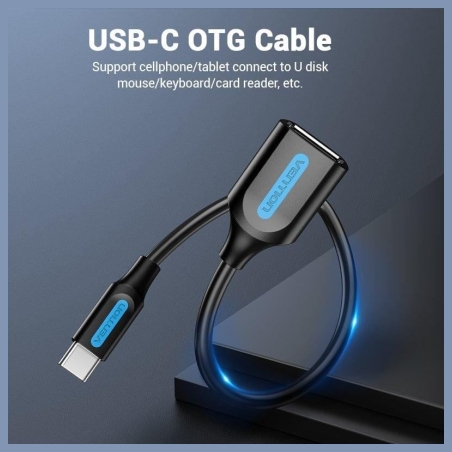 Vention CABLE USB2.0C MALE TO A FEMALE/0.15M BLACK CCSBB VENTION