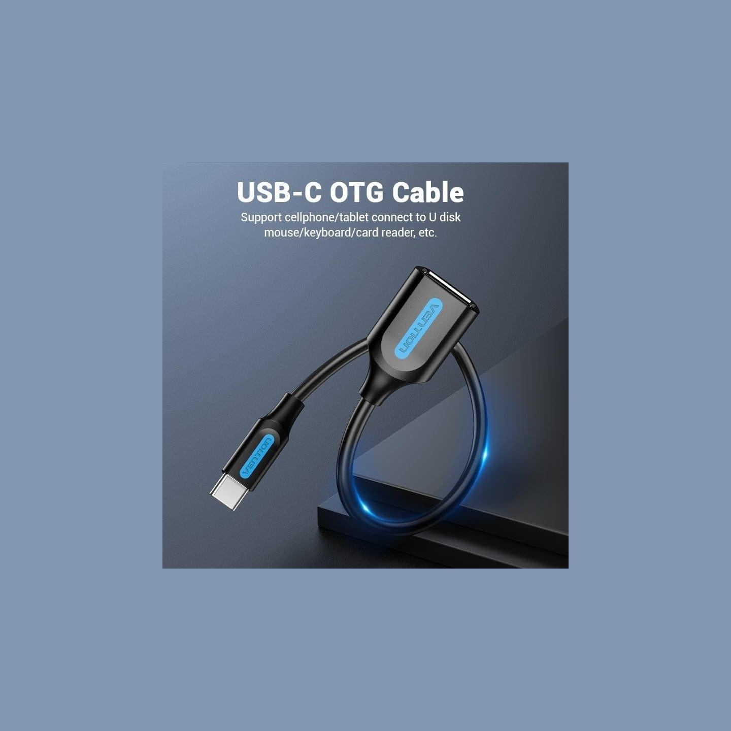 Vention CABLE USB2.0C MALE TO A FEMALE/0.15M BLACK CCSBB VENTION