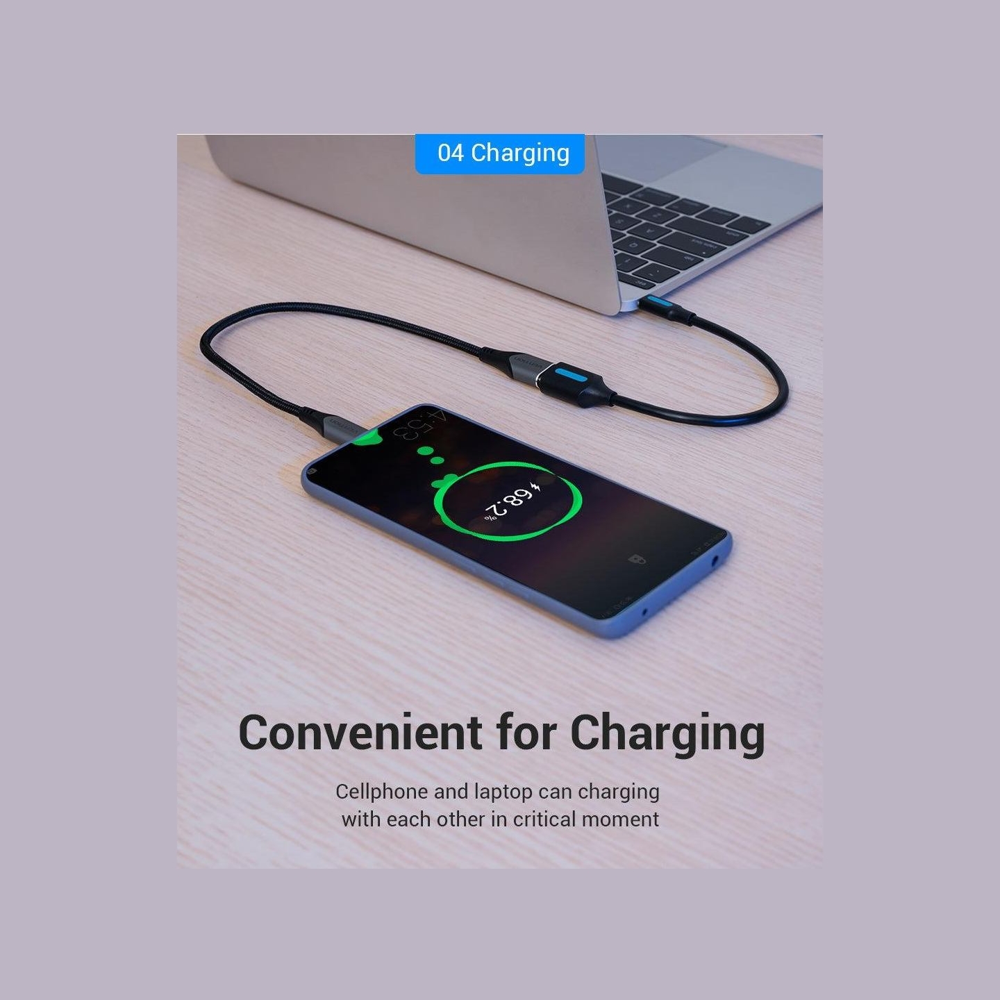 Vention CABLE USB2.0C MALE TO A FEMALE/0.15M BLACK CCSBB VENTION