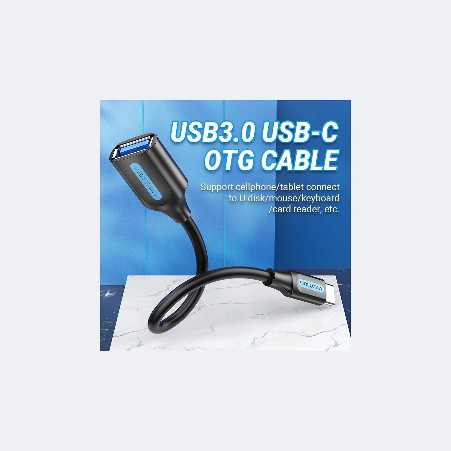 Vention CABLE USB3.1C MALE TO A FEMALE/0.15M BLACK CCVBB VENTION