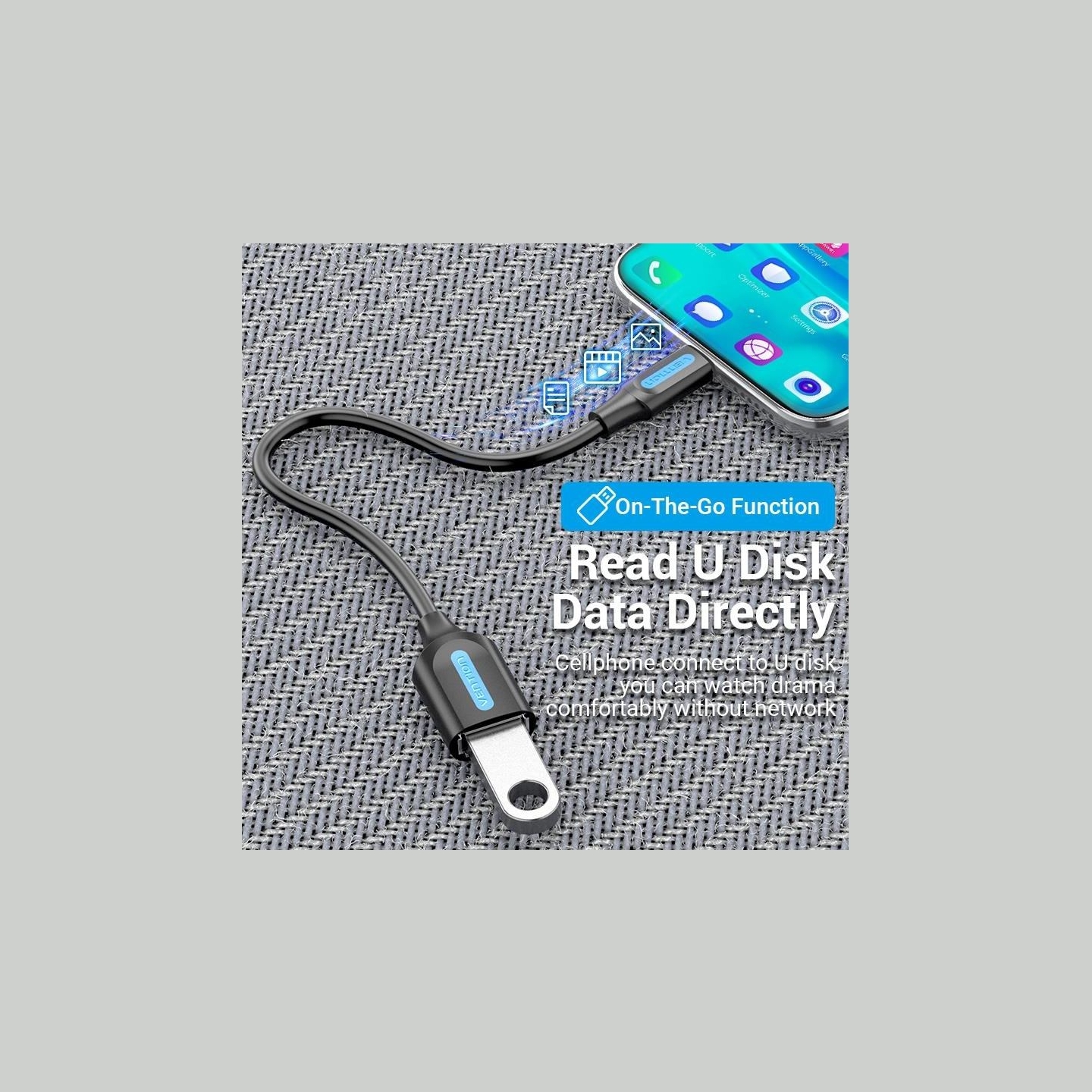 Vention CABLE USB3.1C MALE TO A FEMALE/0.15M BLACK CCVBB VENTION