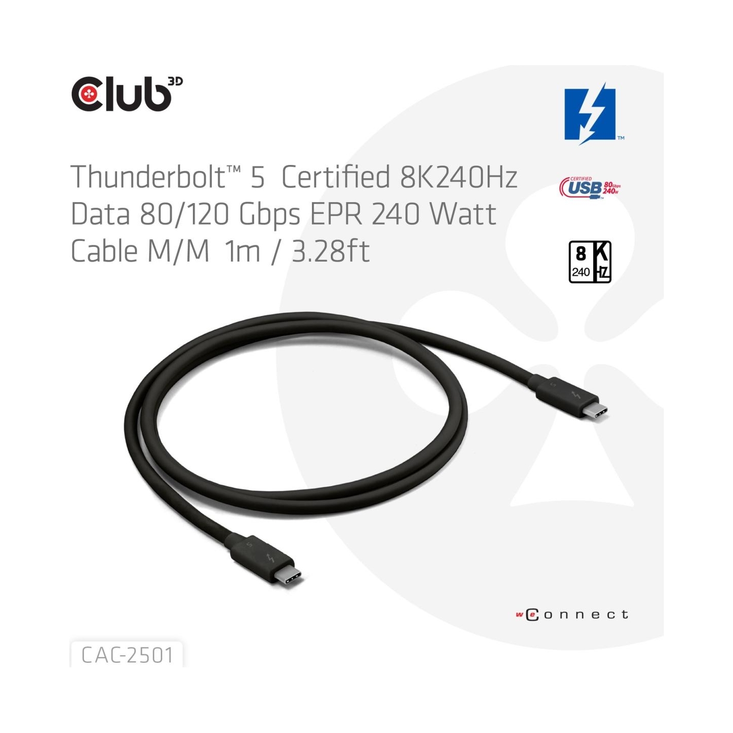 Club3D CABLE USB-C THUNDERBOLT 1M/M/M CAC-2501 CLUB3D
