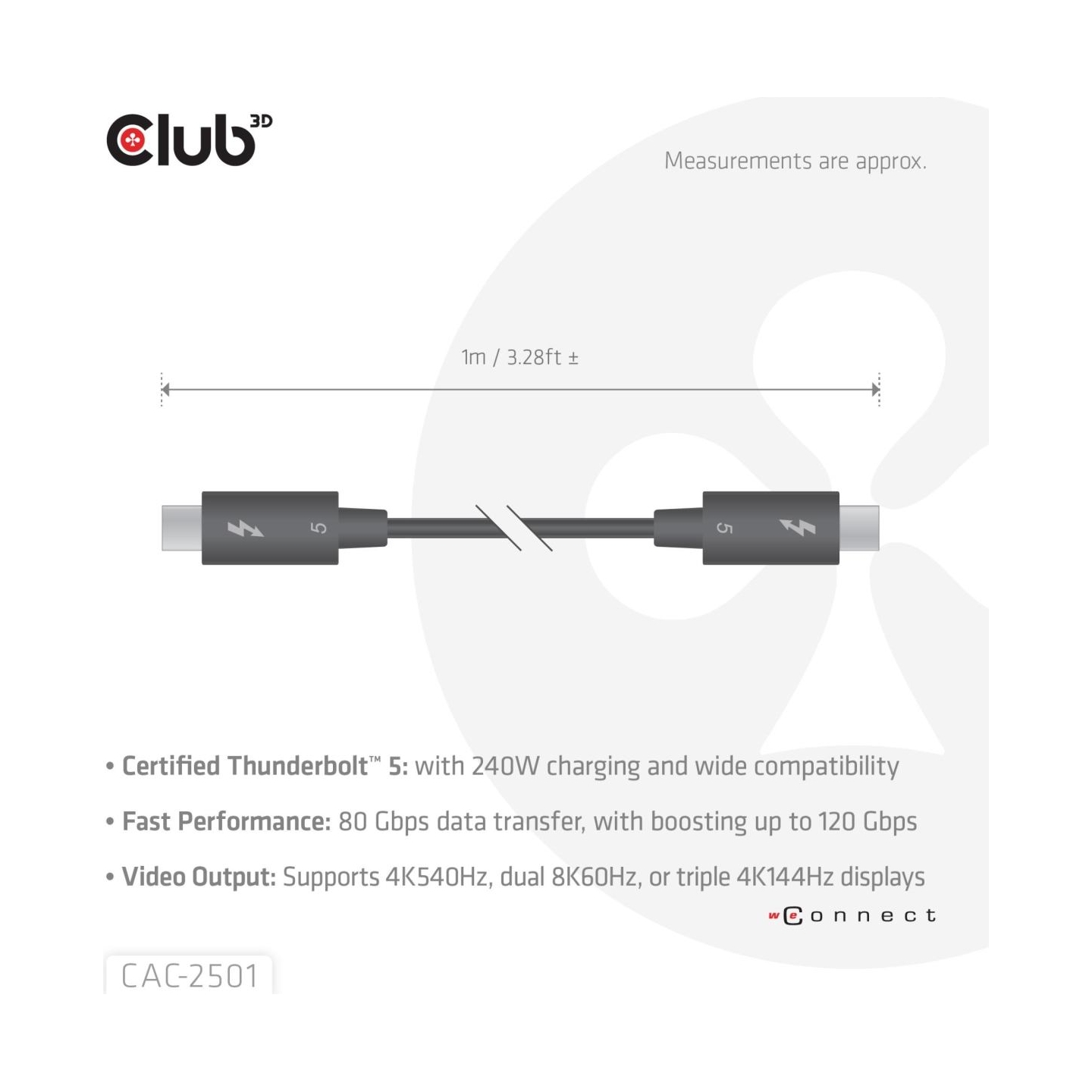 Club3D CABLE USB-C THUNDERBOLT 1M/M/M CAC-2501 CLUB3D