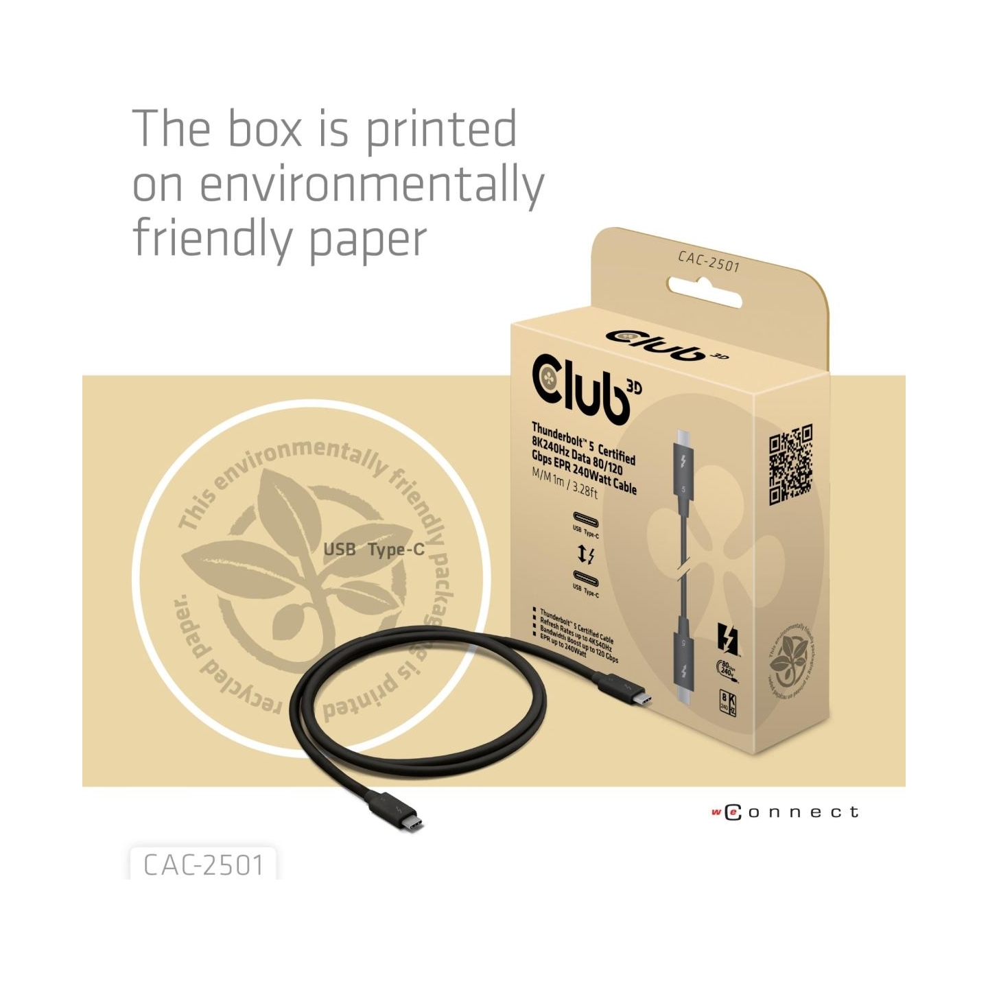 Club3D CABLE USB-C THUNDERBOLT 1M/M/M CAC-2501 CLUB3D