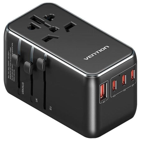 Vention POWER ADAPTER TRAVEL 4PORT/BLACK FJGB0 VENTION