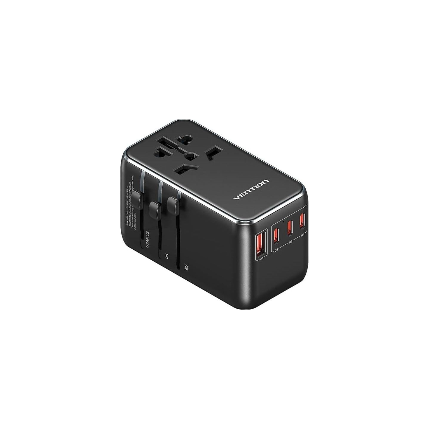 Vention POWER ADAPTER TRAVEL 4PORT/BLACK FJGB0 VENTION