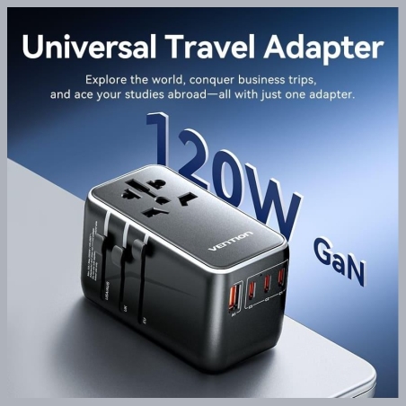 Vention POWER ADAPTER TRAVEL 4PORT/BLACK FJGB0 VENTION