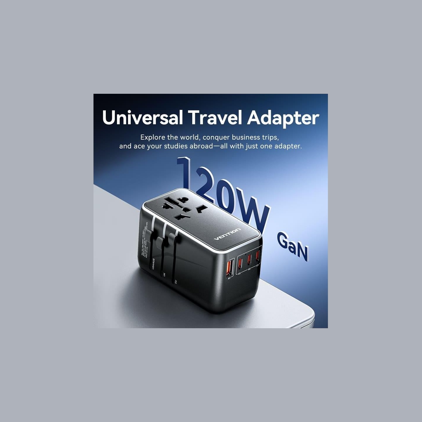 Vention POWER ADAPTER TRAVEL 4PORT/BLACK FJGB0 VENTION