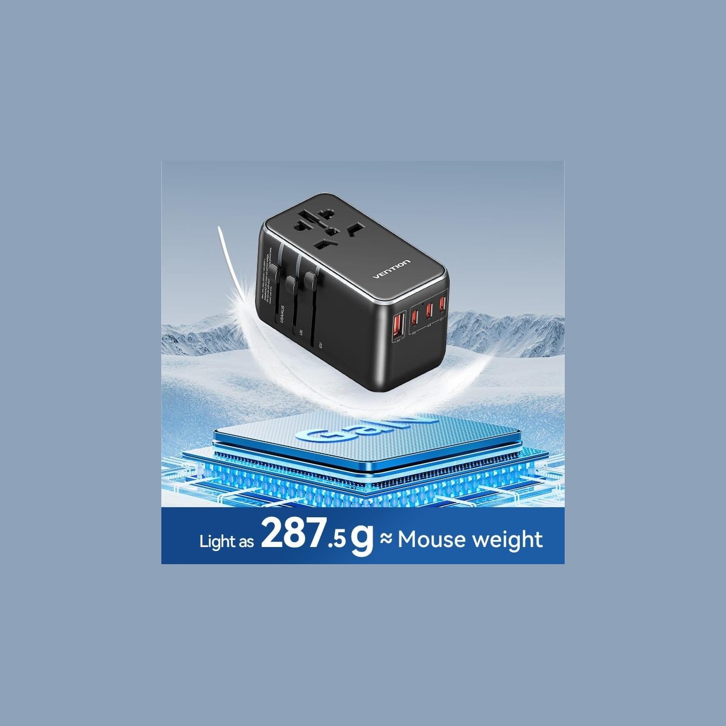 Vention POWER ADAPTER TRAVEL 4PORT/BLACK FJGB0 VENTION