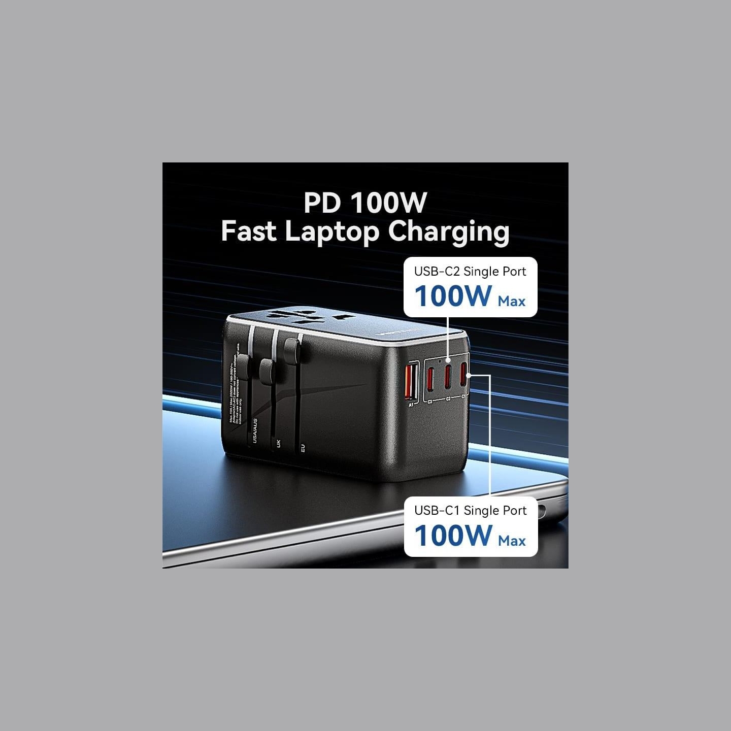 Vention POWER ADAPTER TRAVEL 4PORT/BLACK FJGB0 VENTION