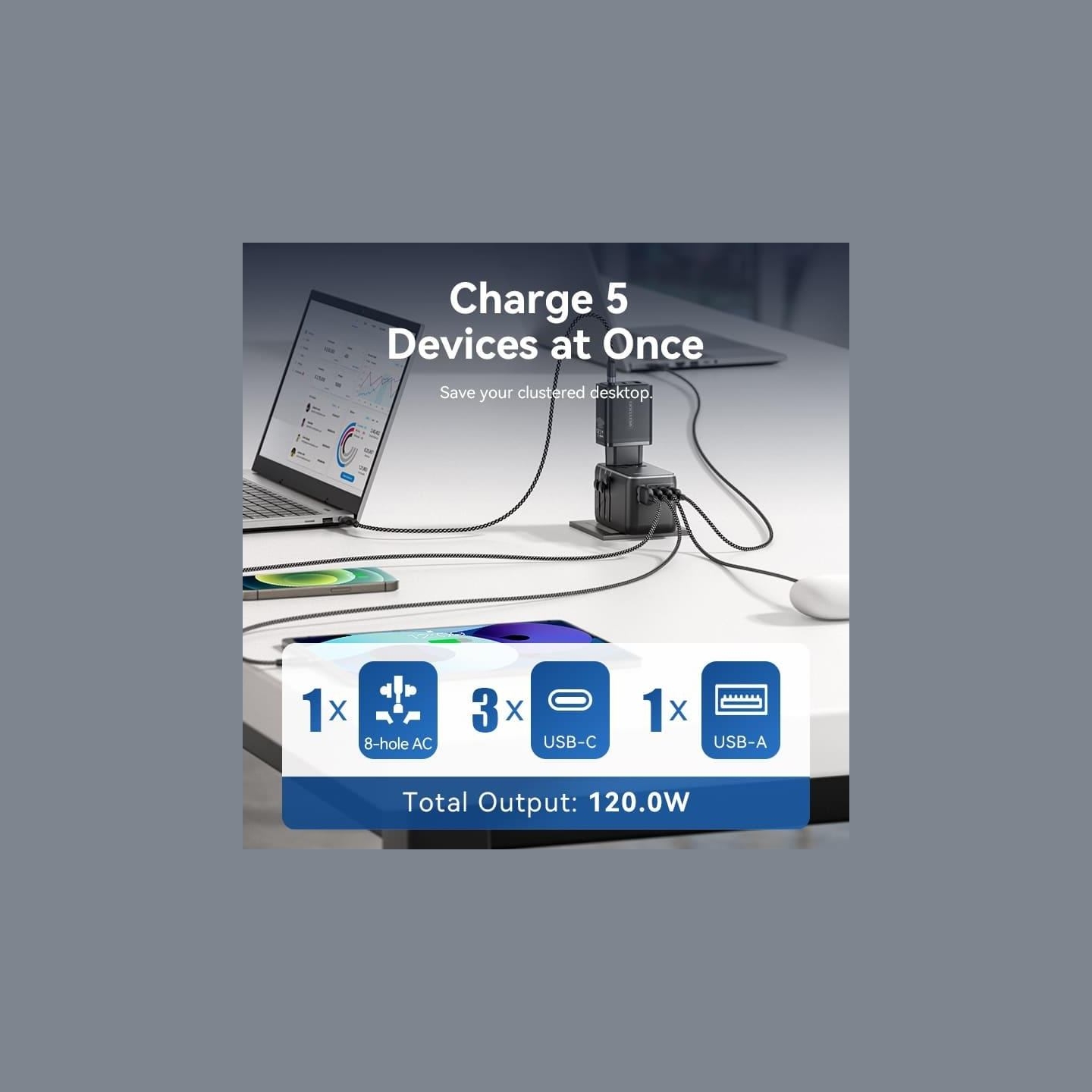 Vention POWER ADAPTER TRAVEL 4PORT/BLACK FJGB0 VENTION