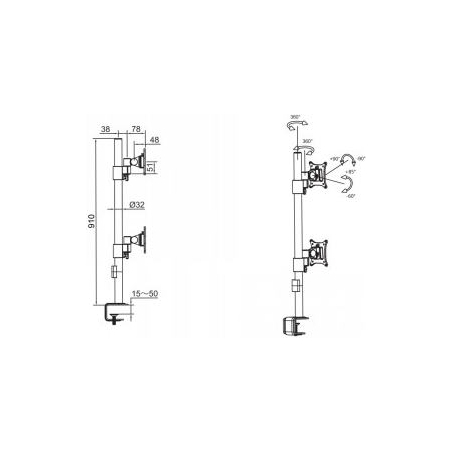 Multibrackets MB VESA DESKMOUNT OFFICELINE DUAL VERTICAL BLACK