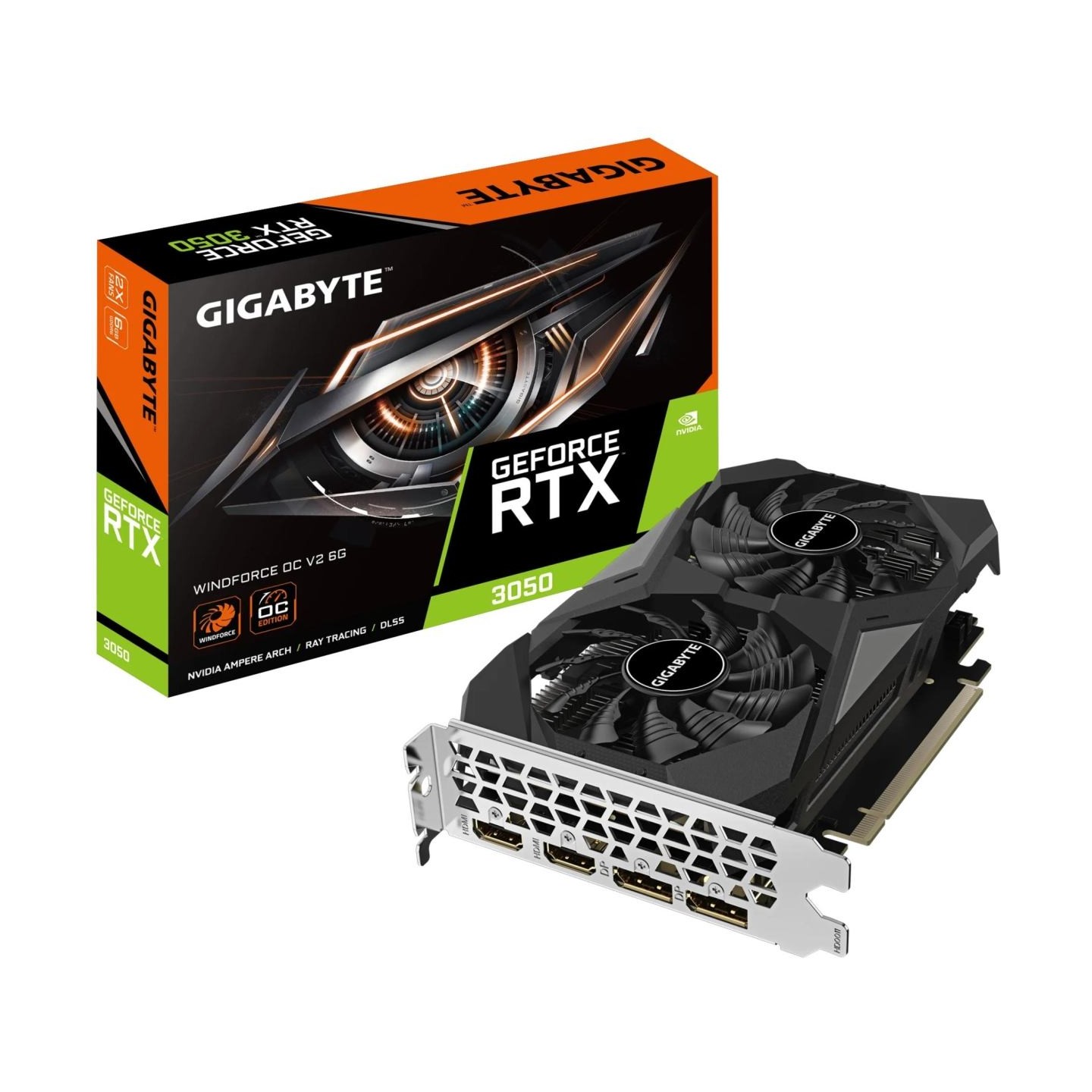 Gigabyte Graphics Card|GIGABYTE|NVIDIA GeForce RTX 3050|6 GB|GDDR6|96 bit|PCIE 4.0 16x|Memory 14000 MHz|GPU 1477 MHz|2xHDMI|2xDi