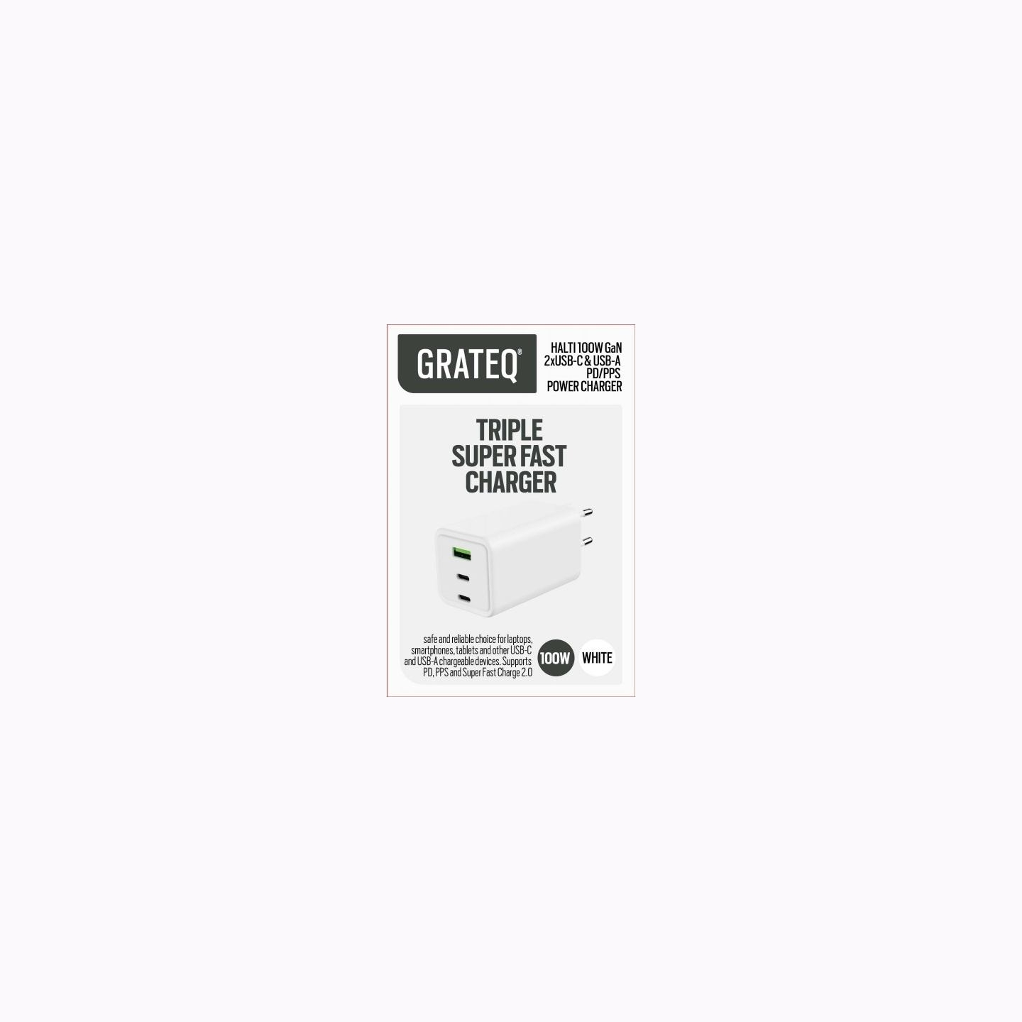 Grateq HALTI VERKKOVIRTALATURI GAN PD/PPS 2XUSB-C/1XUSB-A 100W
