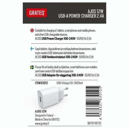 Grateq AJOS CHARGER USB-A 12W
