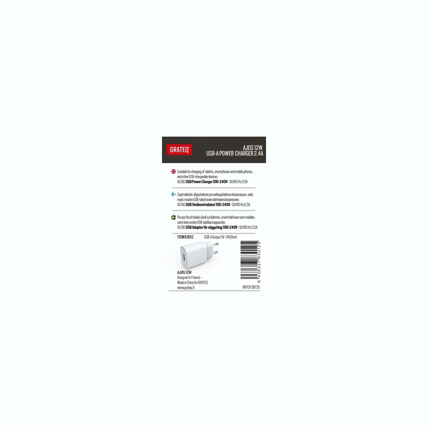 Grateq AJOS CHARGER USB-A 12W