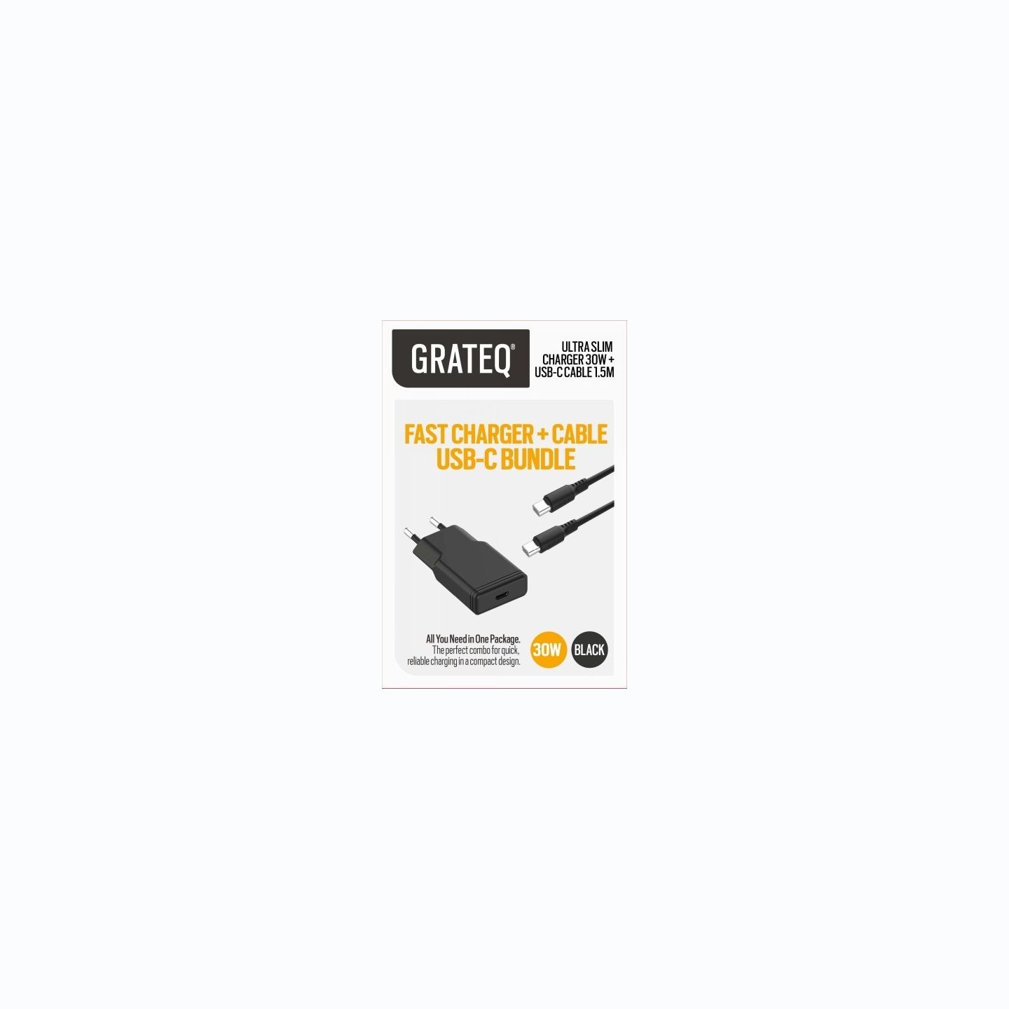 Grateq RAKKA CHARGER 30W + CABLE 1.5M BUNDLE BLACK