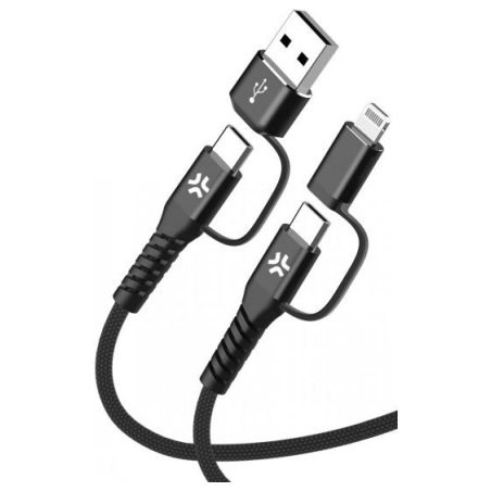 Celly 4-IN-1 CABLE A+C TO C+LIGHT 2M BK
