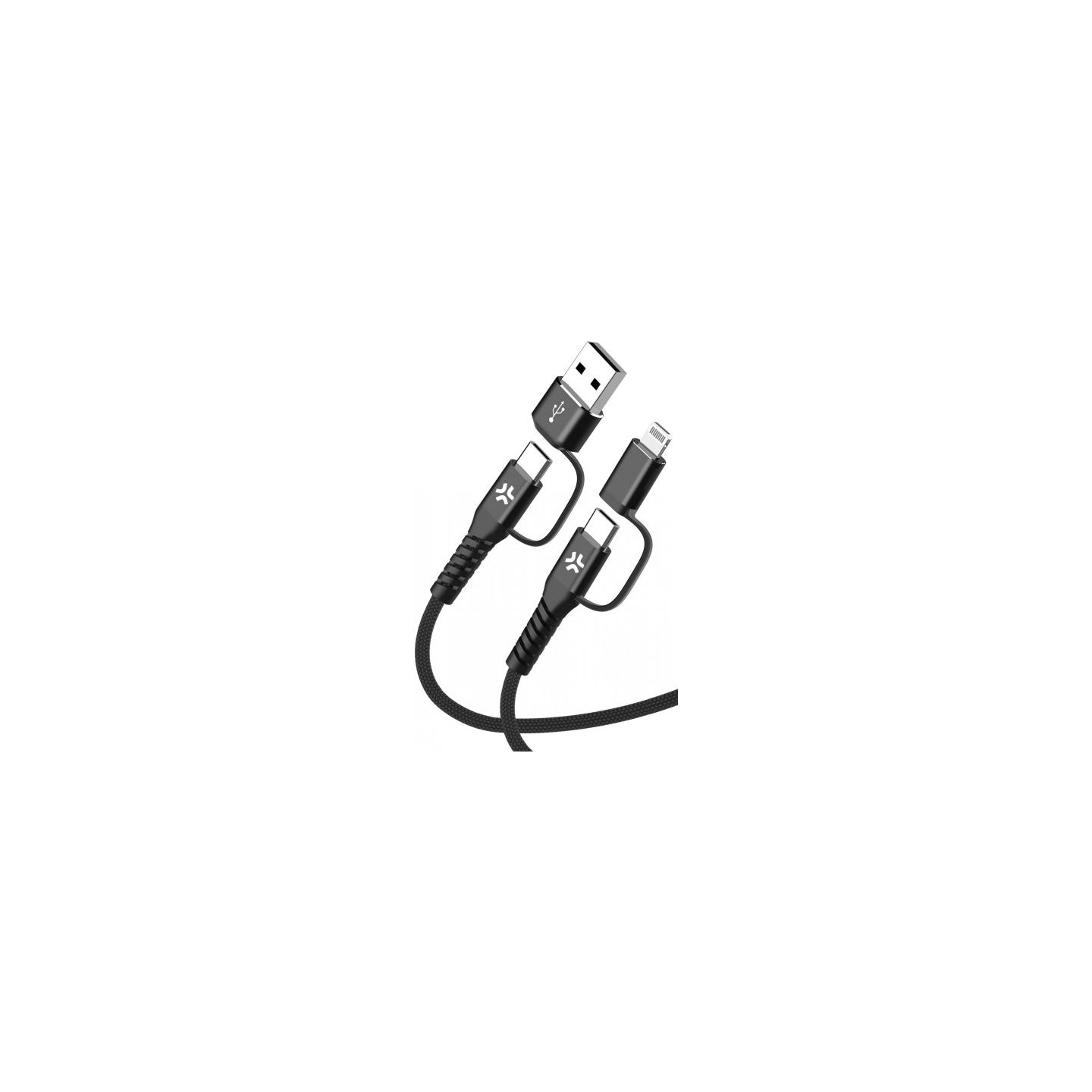 Celly 4-IN-1 CABLE A+C TO C+LIGHT 2M BK