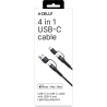 Celly 4-IN-1 CABLE A+C TO C+LIGHT 2M BK