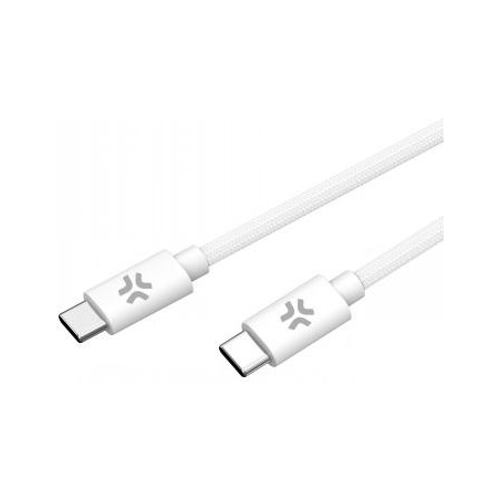 Celly USBCUSBCCOTT - USB-C TO USB-C COTTON BRAIDED CABLE WHITE (POWER DELIVERY)