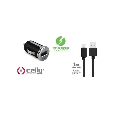 Celly TURBO CAR CHARGER+TYPE-C CABLE