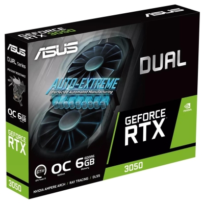 Asus Graphics Card|ASUS|NVIDIA GeForce RTX 3050|6 GB|GDDR6|96 bit|PCIE 4.0 16x|Dual Slot Fansink|1xDVI-D|1xHDMI|1xDisplayPort|DU