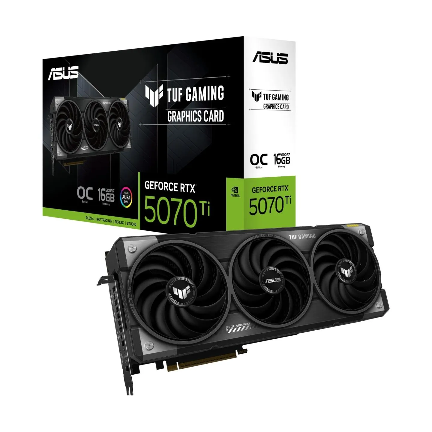 Asus Graphics Card|ASUS|NVIDIA GeForce RTX 5070 Ti|16 GB|GDDR7|256 bit|PCIE 5.0 16x|Triple slot Fansink|2xHDMI|2xDisplayPort|TUF
