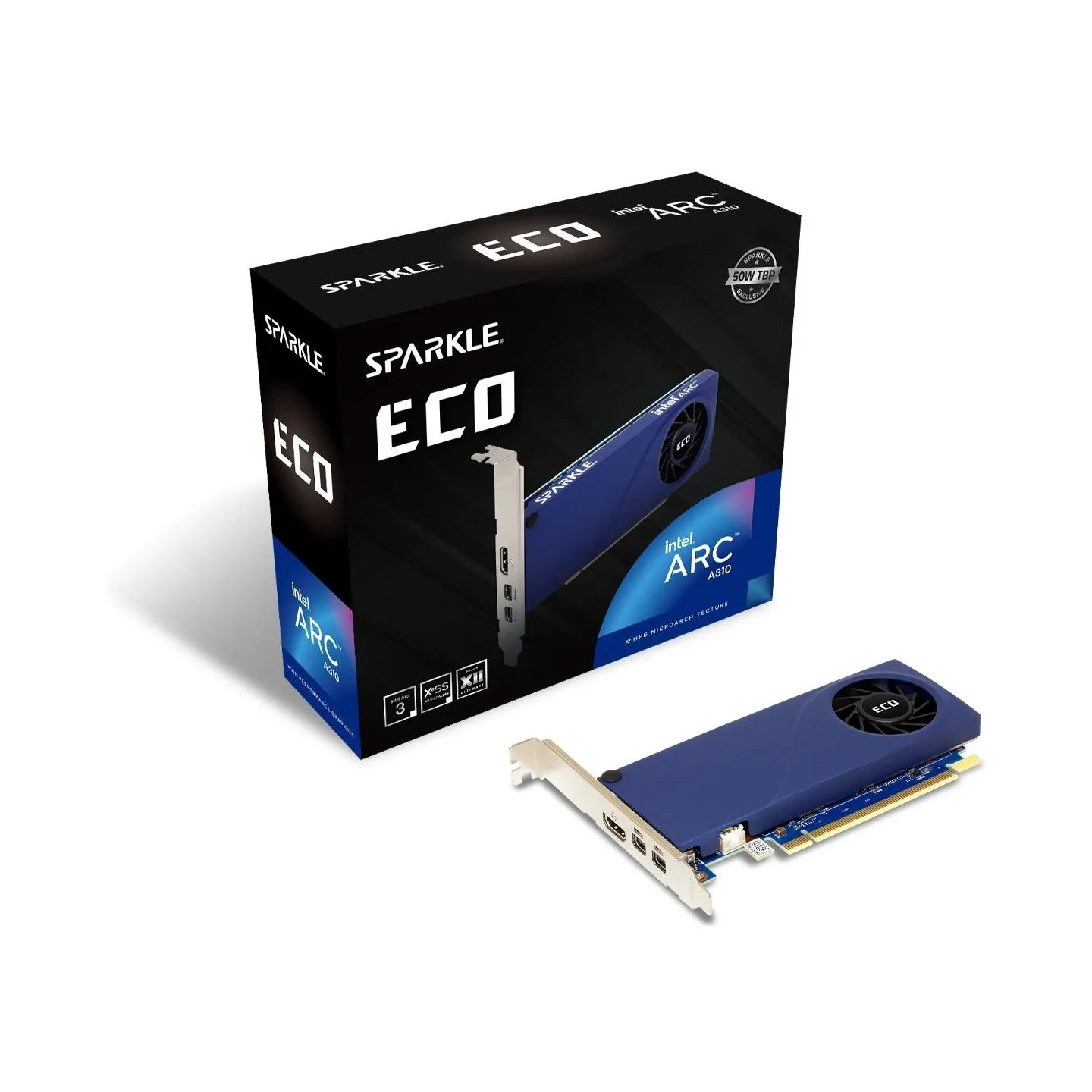 Sparkle Graphics Card|SPARKLE|Intel Arc A310|4 GB|GDDR6|PCIE 4.0 8x|Single Slot Fansink|1xHDMI|2xMini DisplayPort|SA310C-4G