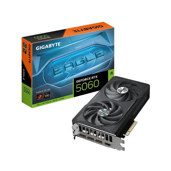 Gigabyte Graphics Card|GIGABYTE|NVIDIA GeForce RTX 5060|8 GB|GDDR7|128 bit|PCIE 5.0 16x|GPU 2550 MHz|Dual Slot Fansink|GV-N5060E
