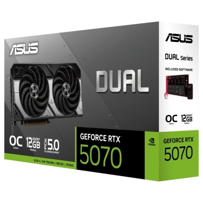 Asus Graphics Card|ASUS|NVIDIA GeForce RTX 5070|12 GB|GDDR7|192 bit|PCIE 5.0 16x|Dual Slot Fansink|1xHDMI|3xDisplayPort|DUAL-RTX
