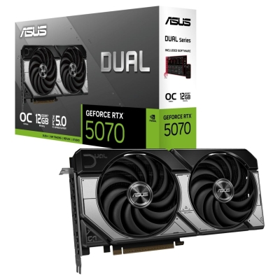 Asus Graphics Card|ASUS|NVIDIA GeForce RTX 5070|12 GB|GDDR7|192 bit|PCIE 5.0 16x|Dual Slot Fansink|1xHDMI|3xDisplayPort|DUAL-RTX