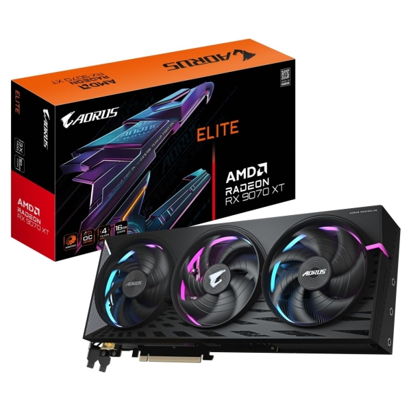 Gigabyte Graphics Card|GIGABYTE|AMD|Radeon RX 9070 XT|16 GB|GDDR6|256 bit|PCI Express 5.0|Active|R9070XTAORUSE-16GD1.0