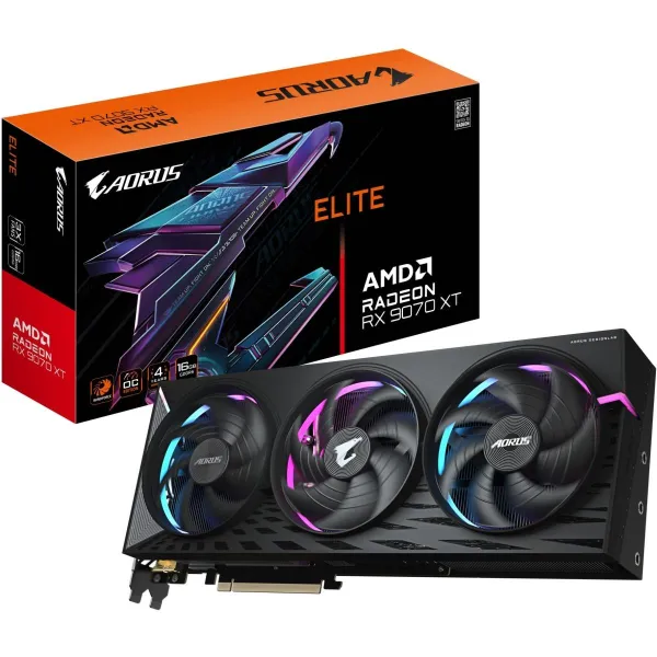 Gigabyte Graphics Card|GIGABYTE|AMD|Radeon RX 9070 XT|16 GB|GDDR6|256 bit|PCI Express 5.0|Active|R9070XTAORUSE-16GD1.0