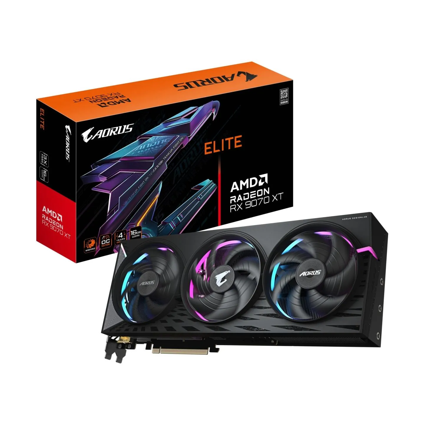 Gigabyte Graphics Card|GIGABYTE|AMD|Radeon RX 9070 XT|16 GB|GDDR6|256 bit|PCI Express 5.0|Active|R9070XTAORUSE-16GD1.0