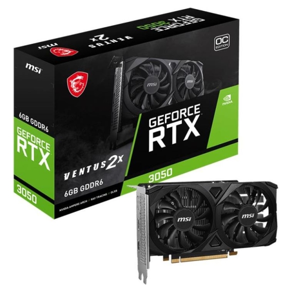 MSI Graphics Card|MSI|NVIDIA GeForce RTX 3050|6 GB|GDDR6|96 bit|PCIE 4.0 16x|Dual Slot Fansink|2xHDMI|1xDisplayPort|RTX3050VEN2X