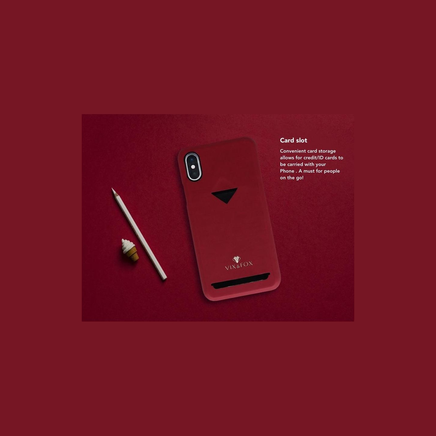 Vixfox Card Slot Back Shell for Iphone XSMAX ruby red