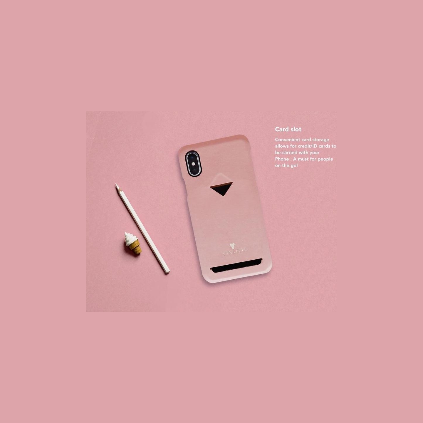 Vixfox Card Slot Back Shell for Iphone XSMAX pink