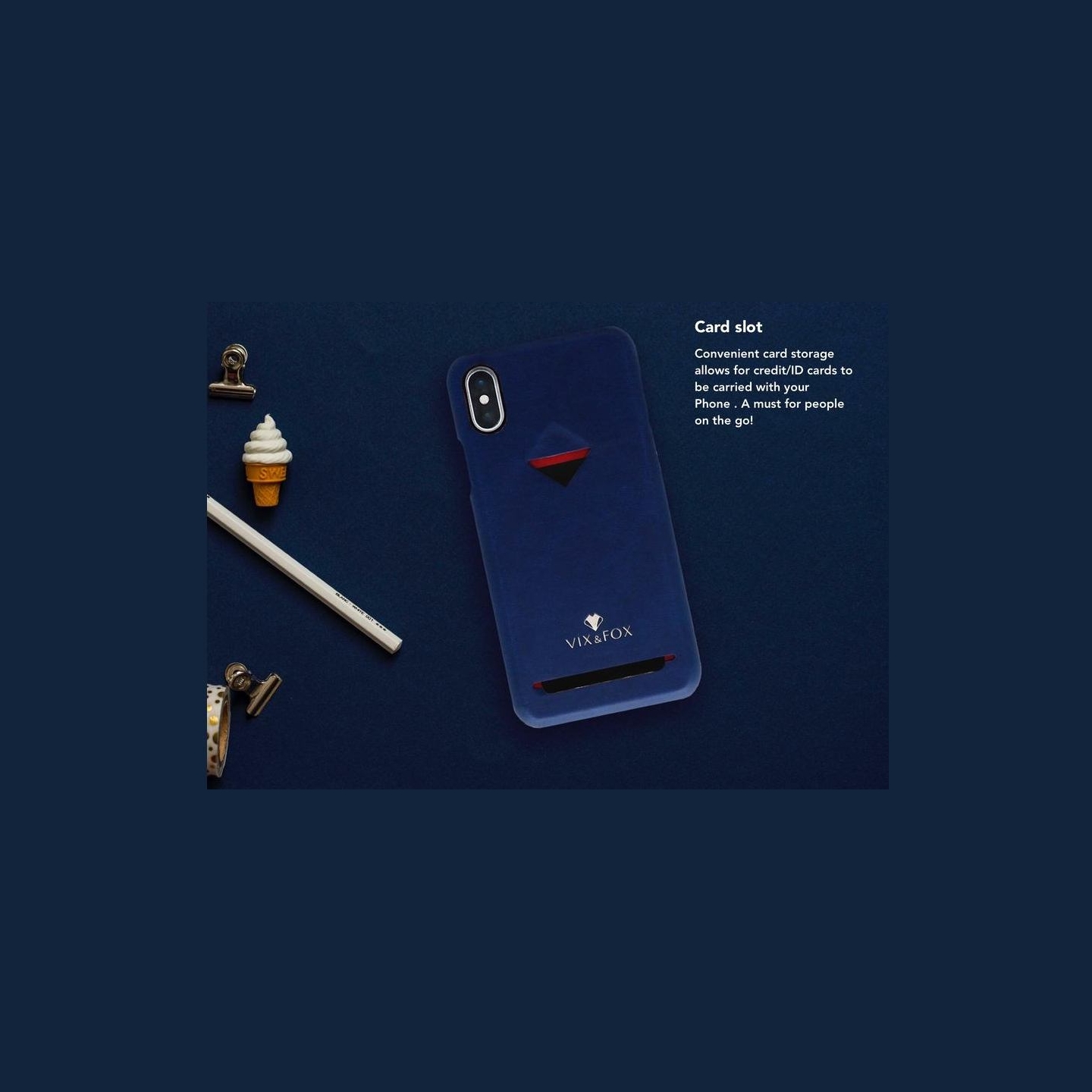 Vixfox Card Slot Back Shell for Iphone XSMAX navy blue
