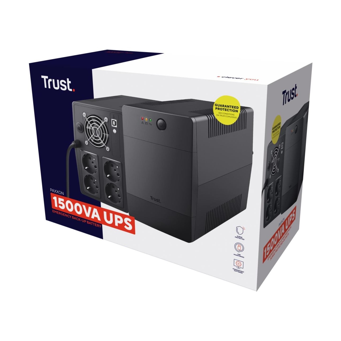Trust UPS|TRUST|900 Watts|1500 VA|Wave form type Simulated sinewave|Desktop/pedestal|23505