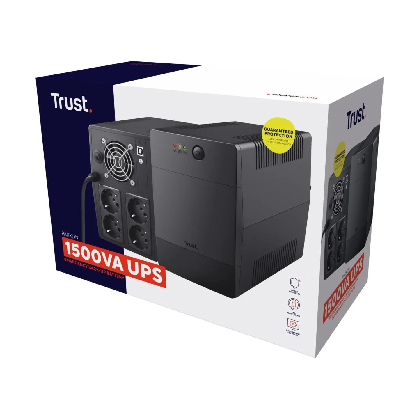Trust UPS|TRUST|900 Watts|1500 VA|Wave form type Simulated sinewave|Desktop/pedestal|23505