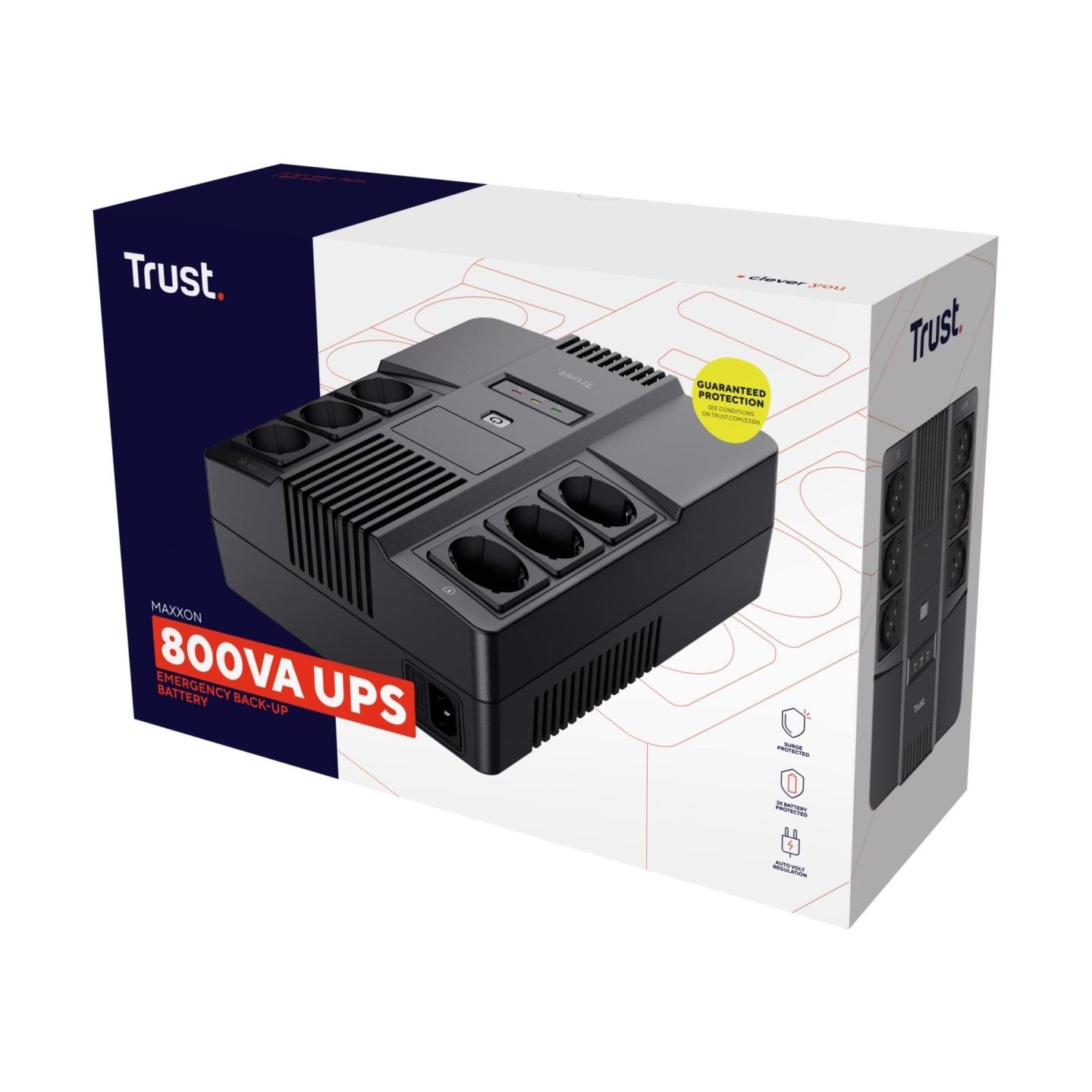 Trust UPS|TRUST|800 VA|Wave form type Simulated sinewave|Desktop/pedestal|23326