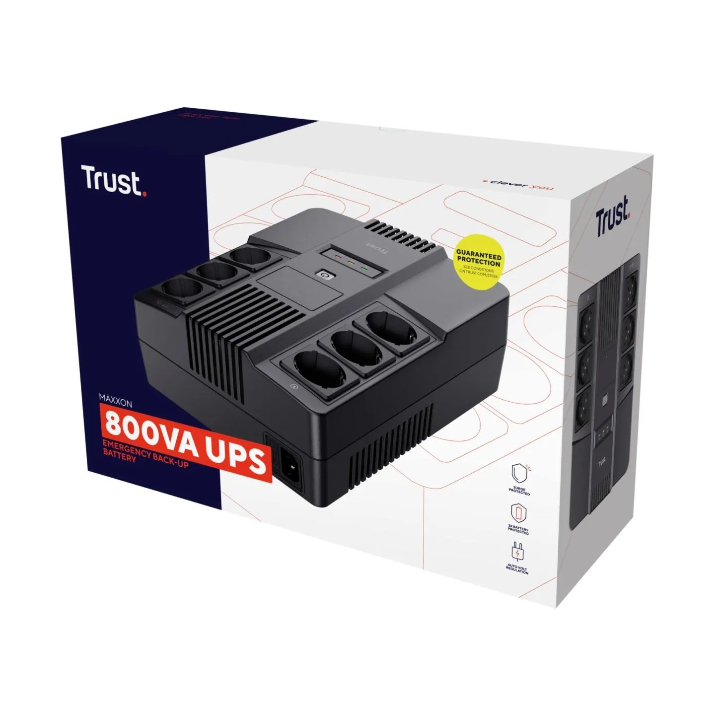 Trust UPS|TRUST|800 VA|Wave form type Simulated sinewave|Desktop/pedestal|23326