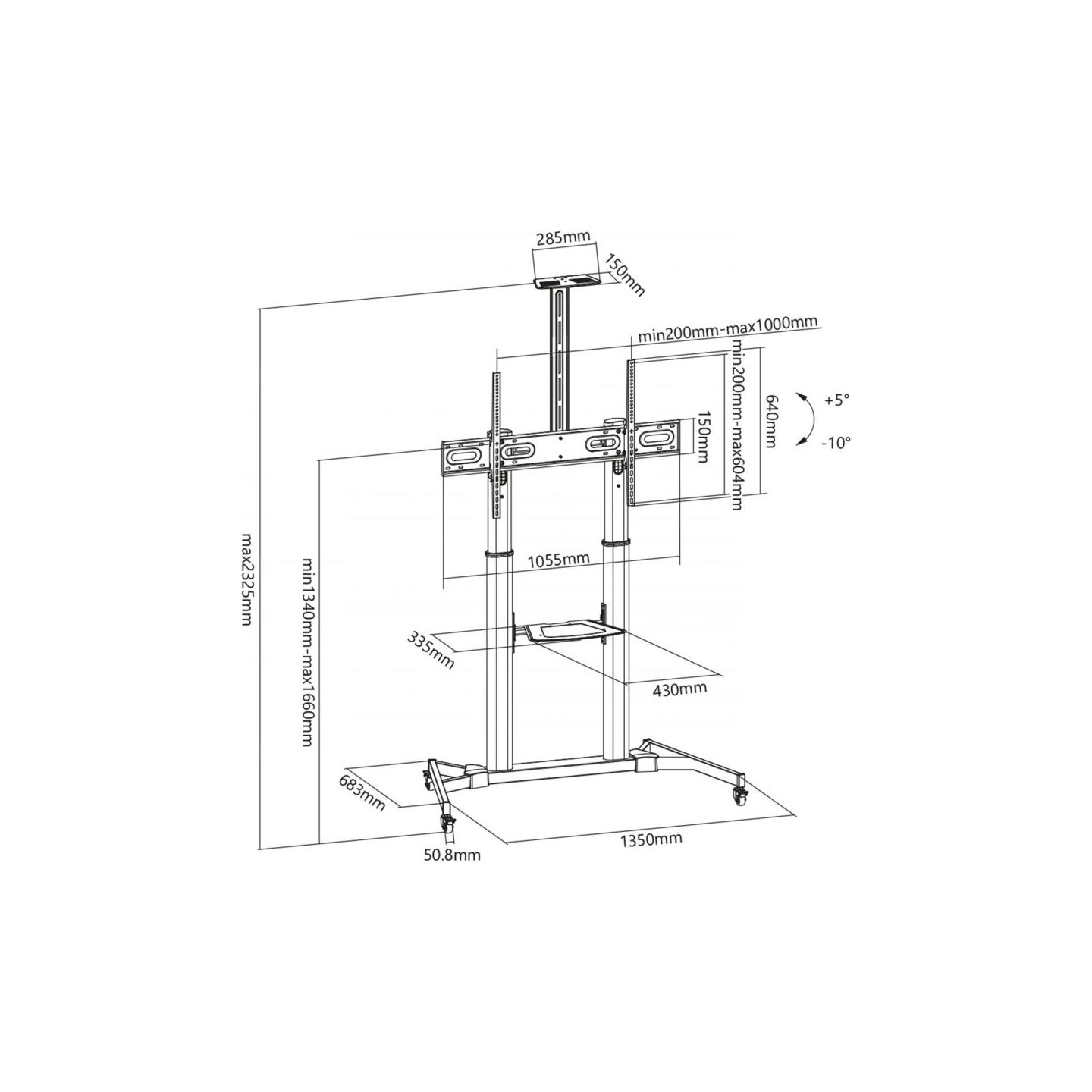 Sbox FS-3610 Floor Ultra-Large LED TV Stand 60-100" 100kg