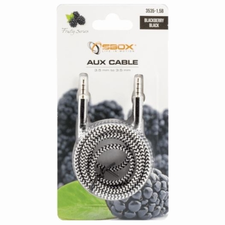 Sbox AUX Cable 3.5mm To 3.5mm Blackberry Black 3535-1.5B